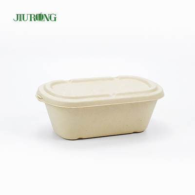 Wadah Makanan Tebu Takeaway Biodegradable 650ml Kertas Tahan Minyak