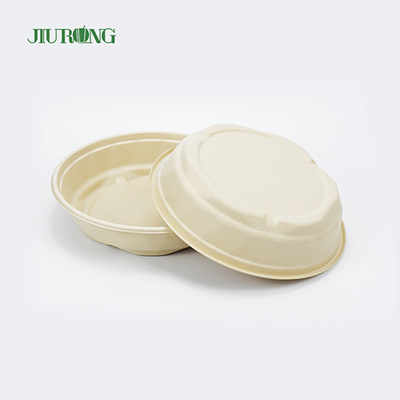 Wadah Makanan Tebu Bulat Kompos Mangkuk Kertas Biodegradable Sekali Pakai