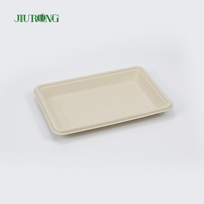 Piring tebu biodegradable Persegi Sekali Pakai 160mm untuk Roti Hamburger