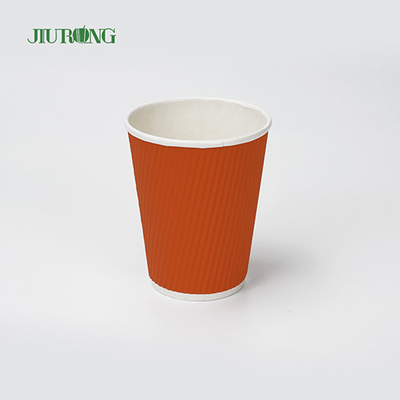Food Grade Biodegradable 12oz Kraft Ripple Paper Cups dengan penutup