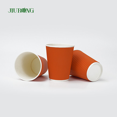 Food Grade Biodegradable 12oz Kraft Ripple Paper Cups dengan penutup