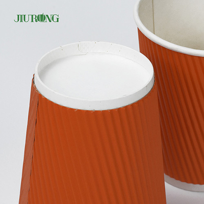 Food Grade Biodegradable 12oz Kraft Ripple Paper Cups dengan penutup