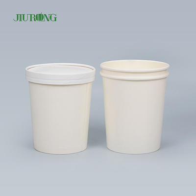 Mangkuk Kertas Biodegradable Putih Rumah Tangga 8 OZ Logo Kustom Tahan Air