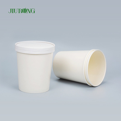 Mangkuk Kertas Biodegradable Putih Rumah Tangga 8 OZ Logo Kustom Tahan Air