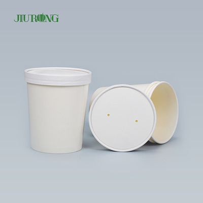 Mangkuk Kertas Biodegradable Putih Rumah Tangga 8 OZ Logo Kustom Tahan Air