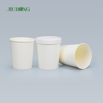 Mangkuk Kertas Biodegradable Putih Rumah Tangga 8 OZ Logo Kustom Tahan Air