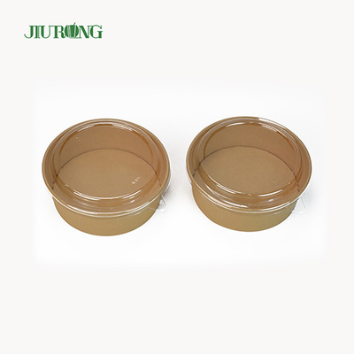 Tutup PET Mangkuk Kertas Biodegradable Kustom 750cc Food Grade Tahan Air