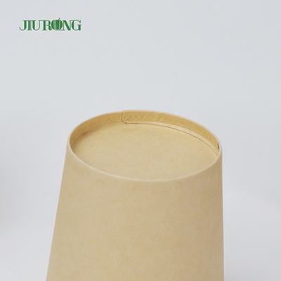 Mangkuk Sup Kertas Kraft Biodegradable 12 Oz Mangkuk Sekali Pakai Dengan Tutup