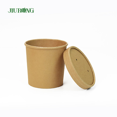 Mangkuk Kertas Kraft Sekali Pakai Biodegradable 26 OZ UV Coating Untuk Salad