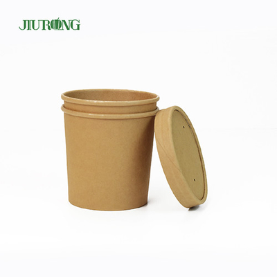 Mangkuk Kertas Kraft Sekali Pakai Biodegradable 26 OZ UV Coating Untuk Salad