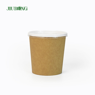 PLA Coating Biodegradable Paper Bowl Ramah Lingkungan Sekali Pakai 32Oz Dengan Tutup