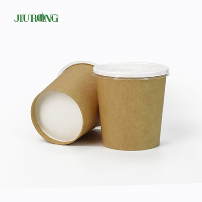 PLA Coating Biodegradable Paper Bowl Ramah Lingkungan Sekali Pakai 32Oz Dengan Tutup