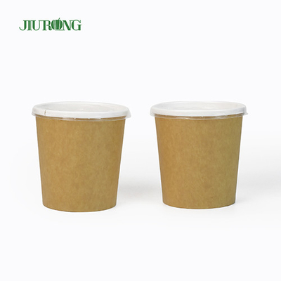 PLA Coating Biodegradable Paper Bowl Ramah Lingkungan Sekali Pakai 32Oz Dengan Tutup