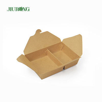 Wadah Makanan Kertas Sekali Pakai Kraft 1480ml Biodegradable Dengan Tutup