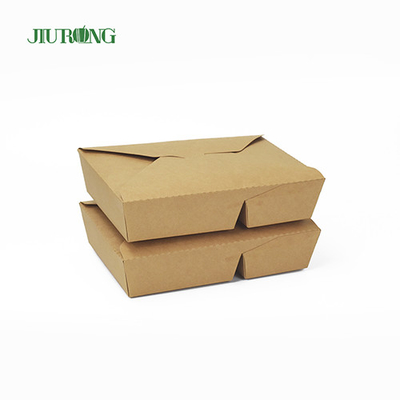 Wadah Makanan Kertas Sekali Pakai Kraft 1480ml Biodegradable Dengan Tutup