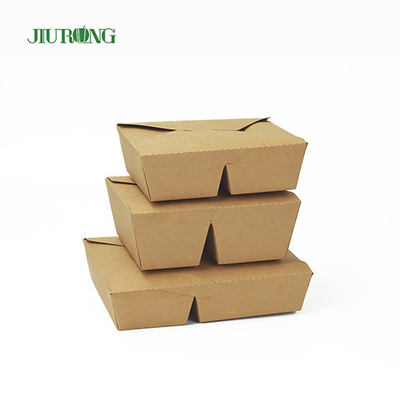 Wadah Makanan Kertas Sekali Pakai Kraft 1480ml Biodegradable Dengan Tutup