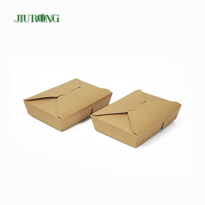 Wadah Makanan Kertas Sekali Pakai Kraft 1480ml Biodegradable Dengan Tutup