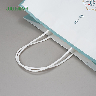 280mm Kantong Kertas Daur Ulang Kraft Putih Biodegradable Dengan Pegangan