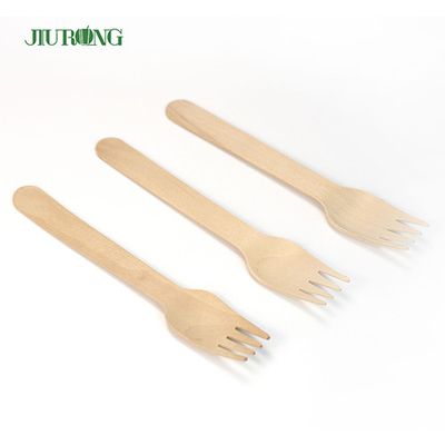 Bambu Biodegradable Peralatan Makan Sendok Garpu Sekali Pakai Garpu Kayu Set 95mm