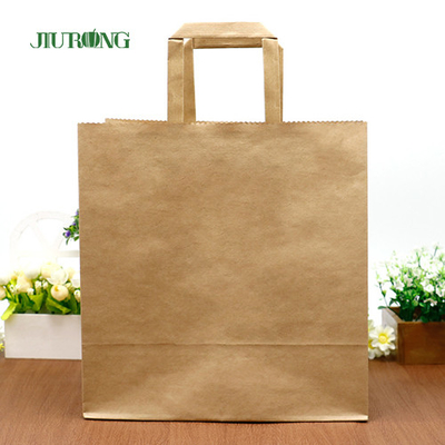 Pegangan Datar Ambil Kantong Kertas Kraft Putih Dengan Cetak Logo
