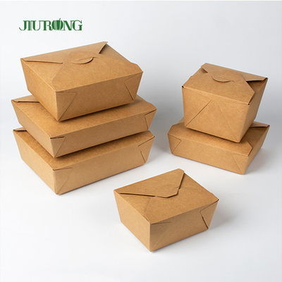 Kotak Makan Siang Kertas Kraft Sekali Pakai Pengiriman Makanan Cepat Saji Wadah Kemasan Bawa Pulang