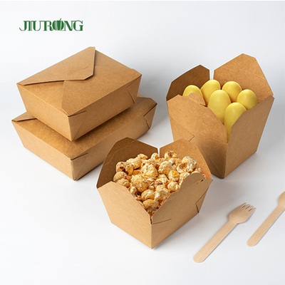 Kotak Makan Siang Kertas Kraft Sekali Pakai Pengiriman Makanan Cepat Saji Wadah Kemasan Bawa Pulang