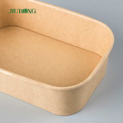 Single Wall Take Away Food Container Kraft Paper Salad Bowl Packaging Dengan PET Tutup