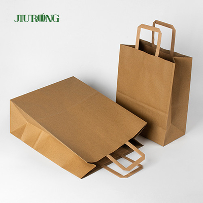 Kantong Kertas Kraft Coklat SOS Dengan Pegangan Kemasan Makanan Makan Siang Daur Ulang