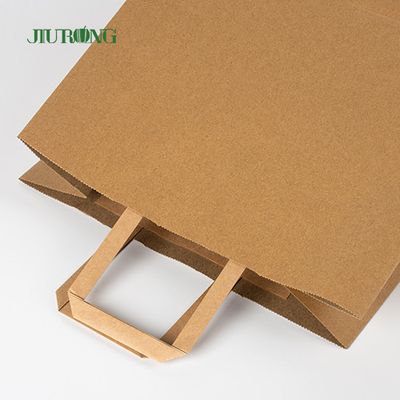 Kantong Kertas Kraft Coklat SOS Dengan Pegangan Kemasan Makanan Makan Siang Daur Ulang