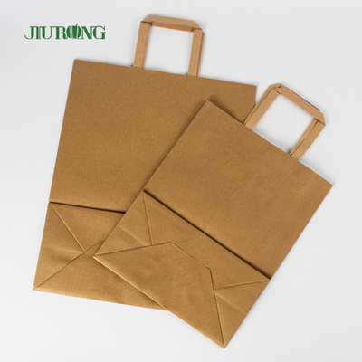 Kantong Kertas Kraft Coklat SOS Dengan Pegangan Kemasan Makanan Makan Siang Daur Ulang