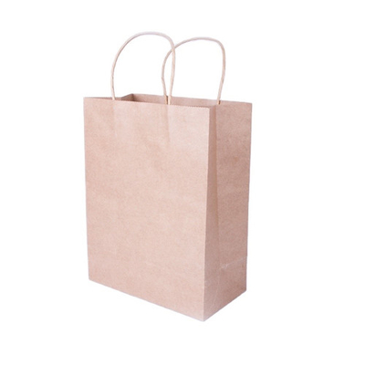 Pegangan Datar Disesuaikan Kantong Kertas Biodegradable Ramah Lingkungan 280mm Logo Cetak