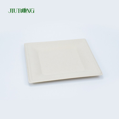 Matt Lamination Tebu Wadah Makanan Kertas Putih Piring Makan Jiurong