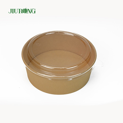 Tutup PET Mangkuk Kertas Biodegradable Kustom 750cc Food Grade Tahan Air