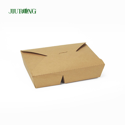 Wadah Makanan Kertas Sekali Pakai Kraft 1480ml Biodegradable Dengan Tutup